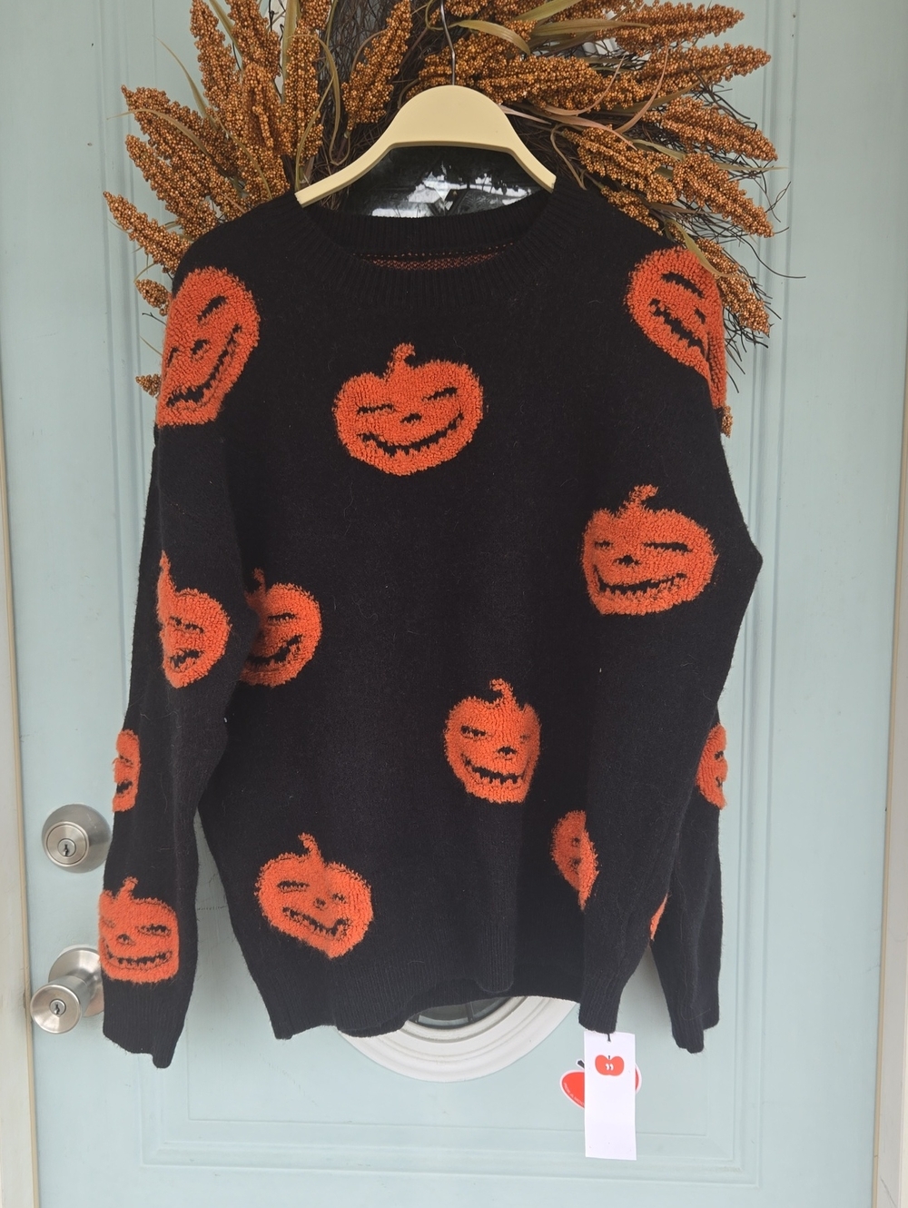Black and Orange Pumpkin Knit Sweater - Women